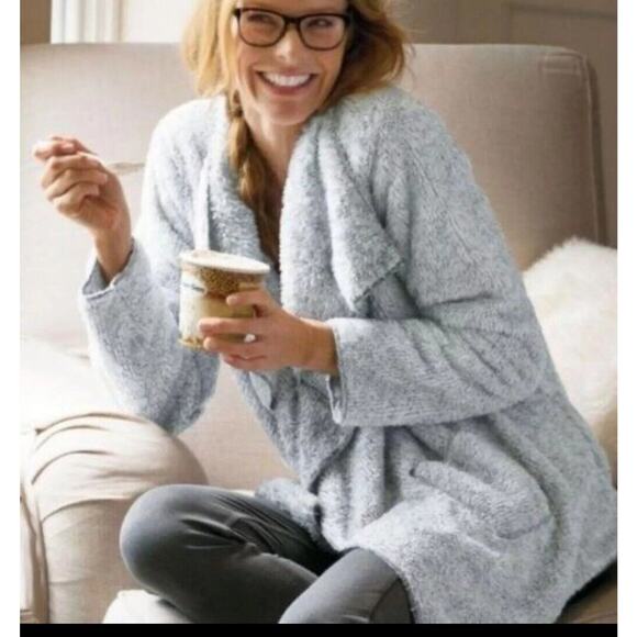 Gray Hugs by Soft Surroundings Size M Hug Me Cardigan Sweater Pockets Medium - Picture 2 of 7